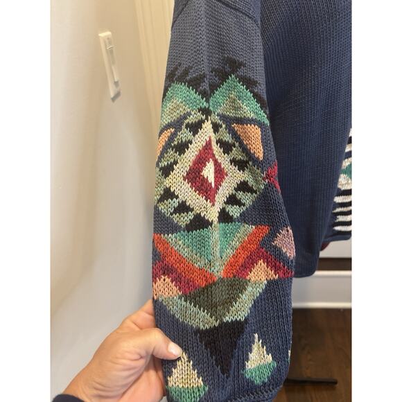 Peruvian Connection South Western Pattern Sweater, Cotton, XL - Picture 2 of 6